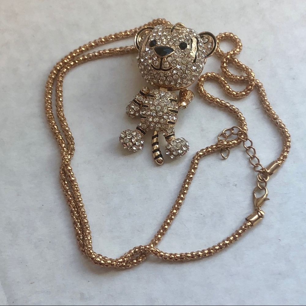 Jewelry Rhinestone Bear with Necklace
